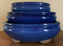 Load image into Gallery viewer, Set of 3 Glazed Bonsai Pots in a Variety of Colors and Styles A:12&quot; B:10&quot; C:8&quot;
