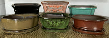 Load image into Gallery viewer, 6&quot; Glazed Bonsai Pot w/Attached Humidity Tray. Variety of Styles Available.
