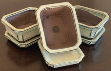 Load image into Gallery viewer, 4.5&quot; Glazed Ceramic Bonsai Pot &amp; Matching Tray ~ Quince Rectangular Cream
