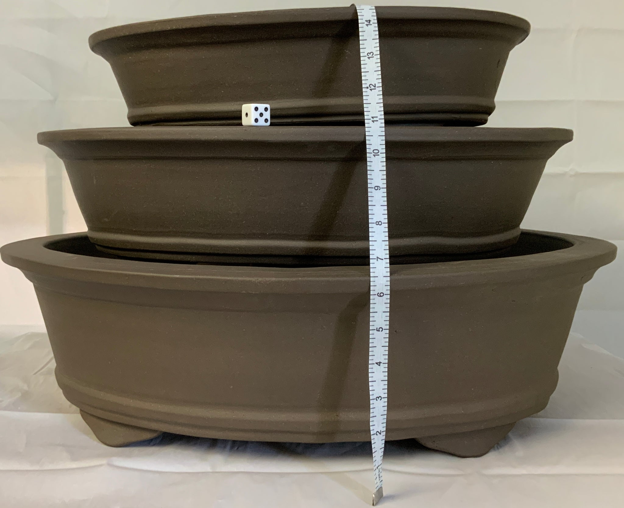 Neville: Set of 3 Unglazed Yixing Bonsai Pots Oval 23