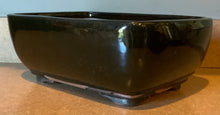 Load image into Gallery viewer, 10&quot; Black Deep Glazed Ceramic Bonsai Pot. Choose from several styles and colors.
