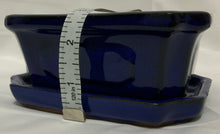Load image into Gallery viewer, 5.5&quot; Glazed Ceramic Bonsai Pot &amp; Matching Tray ~ Quince Azure Blue
