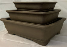 Load image into Gallery viewer, Set of 3 Bonsai Pots Rectangular 22&quot; 18&quot; 14&quot; Yixing****IF YOU ORDER THIS YOU ARE EXPECTED TO PICK IT UP OR PAY FOR SHIPPING. CANCELLATIONS WILL BE CHARGED a10% FEE. WE DO NOT SHIP THIS UNLESS YOU PAY FOR FREIGHT.
