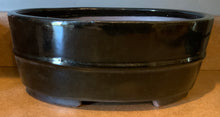 Load image into Gallery viewer, 10&quot; Black Deep Glazed Ceramic Bonsai Pot. Choose from several styles and colors.
