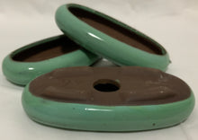 Load image into Gallery viewer, 4.3&quot; Glazed Ceramic Shallow Bonsai Pot ~ Oval Turquoise
