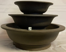 Load image into Gallery viewer, Set of 3 Unglazed Yixing Bonsai Pots Round 19&quot; 15&quot; 12&quot;
