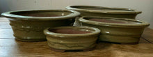 Load image into Gallery viewer, Set of 4 Oval Glazed Bonsai Pots (A:13.75&quot;, B:11&quot;, C:9&quot;, D:6&quot;)
