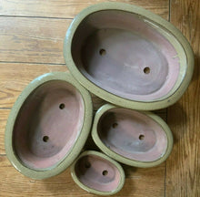 Load image into Gallery viewer, Set of 4 Oval Glazed Bonsai Pots (A:13.75&quot;, B:11&quot;, C:9&quot;, D:6&quot;)
